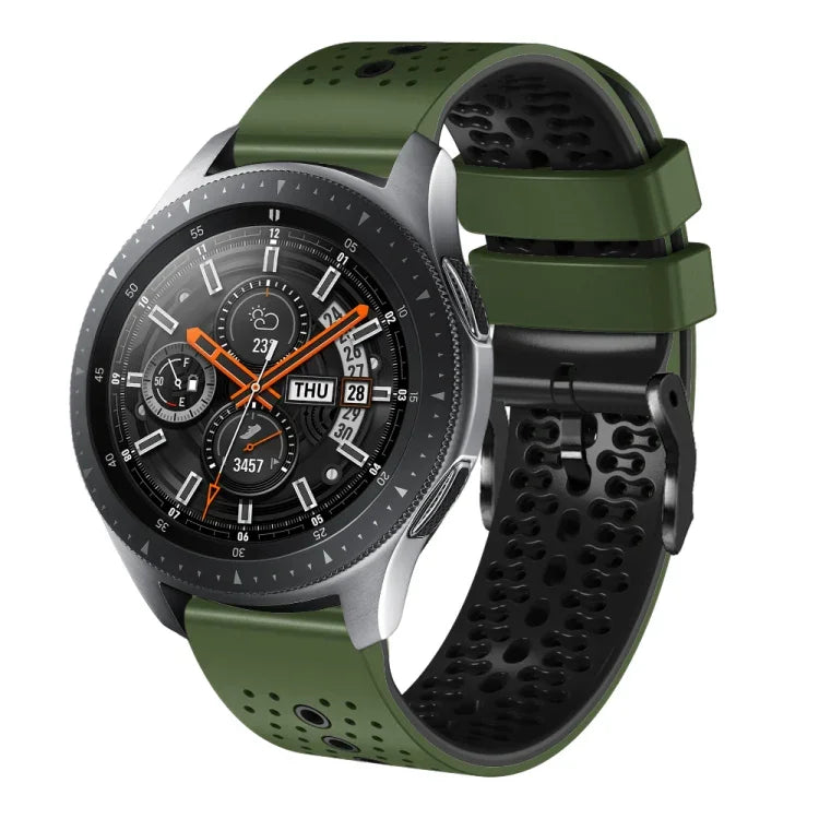 22mm Perforated Two-Color Silicone Watch Band, For Samsung Galaxy Watch3 45mm, For Samsung Galaxy Watch 46mm, For Samsung Gear S3 Classic, For Samsung Gear S3 Frontier