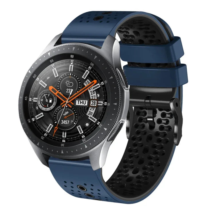 22mm Perforated Two-Color Silicone Watch Band, For Samsung Galaxy Watch3 45mm, For Samsung Galaxy Watch 46mm, For Samsung Gear S3 Classic, For Samsung Gear S3 Frontier