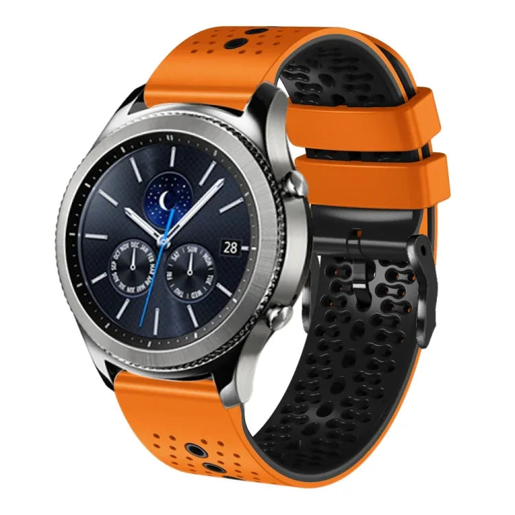 22mm Perforated Two-Color Silicone Watch Band, For Samsung Galaxy Watch3 45mm, For Samsung Galaxy Watch 46mm, For Samsung Gear S3 Classic, For Samsung Gear S3 Frontier