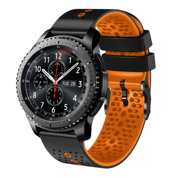 22mm Perforated Two-Color Silicone Watch Band, For Samsung Galaxy Watch3 45mm, For Samsung Galaxy Watch 46mm, For Samsung Gear S3 Classic, For Samsung Gear S3 Frontier