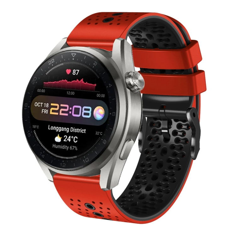 22mm Perforated Two-Color Silicone Watch Band, For Huawei Watch 3 Pro New