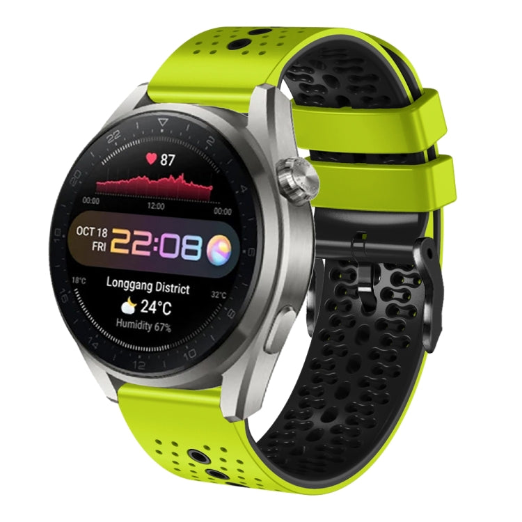 22mm Perforated Two-Color Silicone Watch Band, For Huawei Watch 3 Pro New