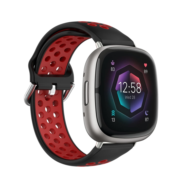 Two-Color Perforated Breathable Silicone Watch Band, For Fitbit Sense