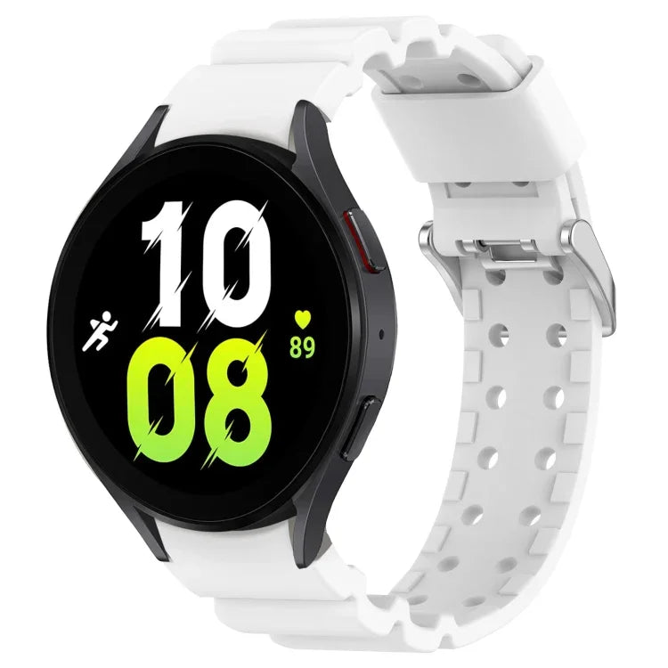 Armor Pure Color silicone watch band for Samsung Galaxy Watch, featuring a sporty design on a white strap.