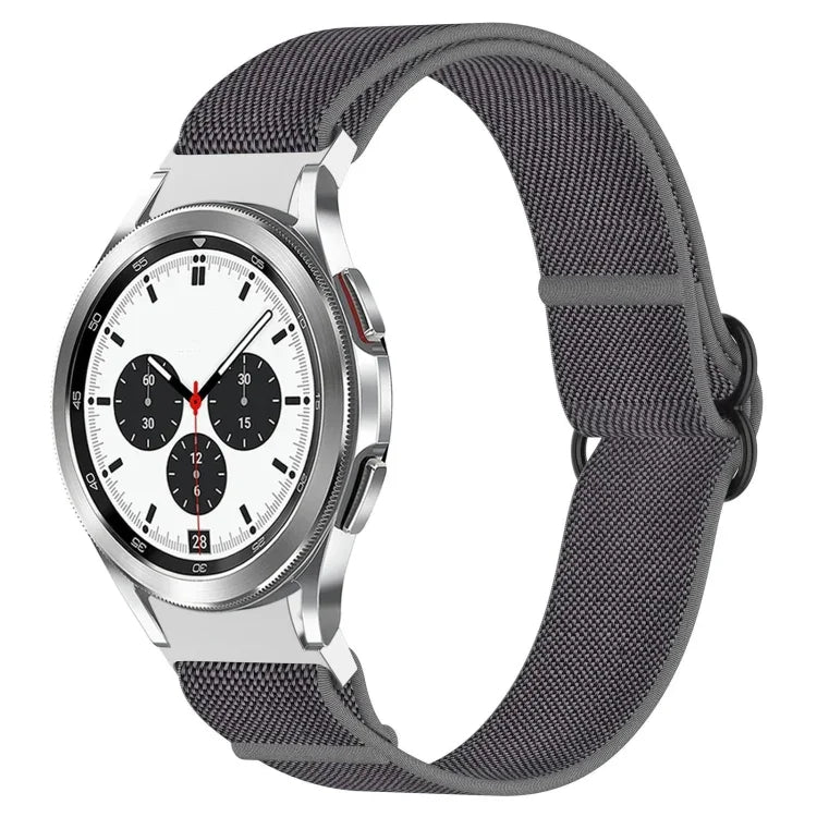 Nylon Stretch Black Buckle Watch Band, For Samsung Galaxy Watch 5 Pro 45mm, For Samsung Galaxy Watch 5 44mm, For Samsung Galaxy Watch 5 40mm, For Samsung Galaxy Watch 4 44mm, For Samsung Galaxy Watch 4 40mm, For Samsung Galaxy Watch 4 Classic 42mm     ...
