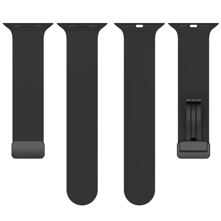 Magnetic Black Buckle Smooth Silicone Watch Band, For Apple Watch Ultra 49mm, For Apple Watch Series 8&7 45mm, For Apple Watch Series 8&7 41mm