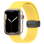 Magnetic Black Buckle Smooth Silicone Watch Band, For Apple Watch Ultra 49mm, For Apple Watch Series 8&7 45mm, For Apple Watch Series 8&7 41mm