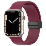 Magnetic Black Buckle Smooth Silicone Watch Band, For Apple Watch Ultra 49mm, For Apple Watch Series 8&7 45mm, For Apple Watch Series 8&7 41mm