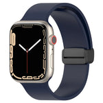 Magnetic Black Buckle Smooth Silicone Watch Band, For Apple Watch Ultra 49mm, For Apple Watch Series 8&7 45mm, For Apple Watch Series 8&7 41mm