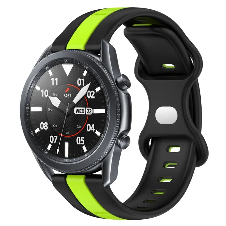22mm Butterfly Buckle Two-Color Silicone Watch Band, For Samsung Galaxy Watch3 45mm, For Samsung Galaxy Watch 46mm, For Samsung Gear S3 Classic, For Samsung Gear S3 Frontier