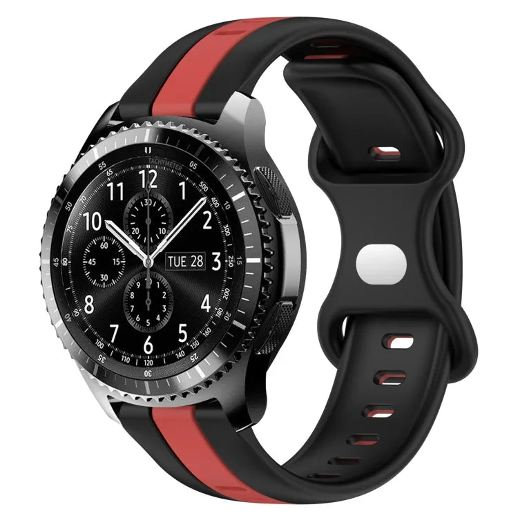 22mm Butterfly Buckle Two-Color Silicone Watch Band, For Samsung Galaxy Watch3 45mm, For Samsung Galaxy Watch 46mm, For Samsung Gear S3 Classic, For Samsung Gear S3 Frontier