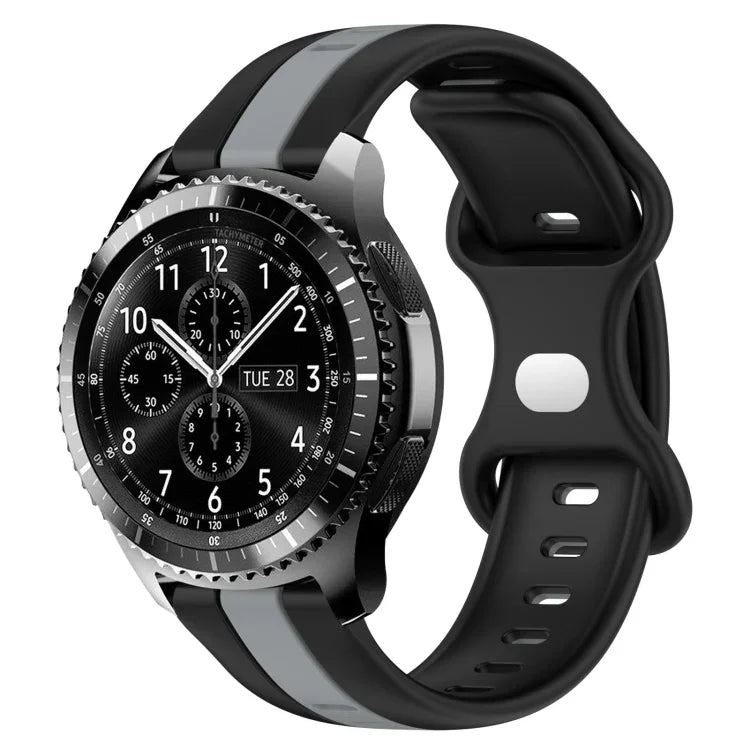 22mm Butterfly Buckle Two-Color Silicone Watch Band, For Samsung Galaxy Watch3 45mm, For Samsung Galaxy Watch 46mm, For Samsung Gear S3 Classic, For Samsung Gear S3 Frontier
