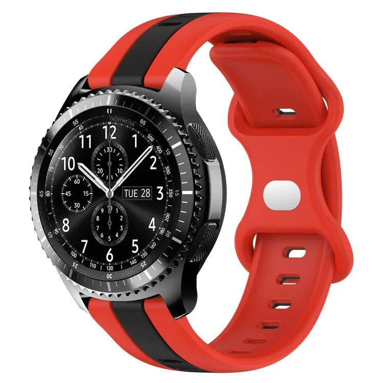 22mm Butterfly Buckle Two-Color Silicone Watch Band, For Samsung Galaxy Watch3 45mm, For Samsung Galaxy Watch 46mm, For Samsung Gear S3 Classic, For Samsung Gear S3 Frontier