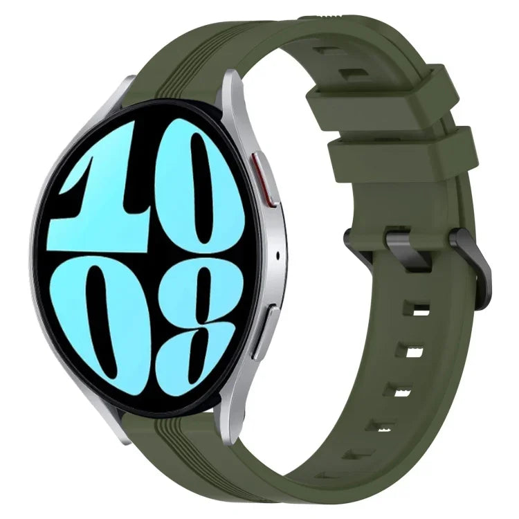 20mm Concave Striped Slicone Watch Band, For Samsung Galaxy Watch 6 40mm, For Samsung Galaxy Watch 6 Classic 43mm