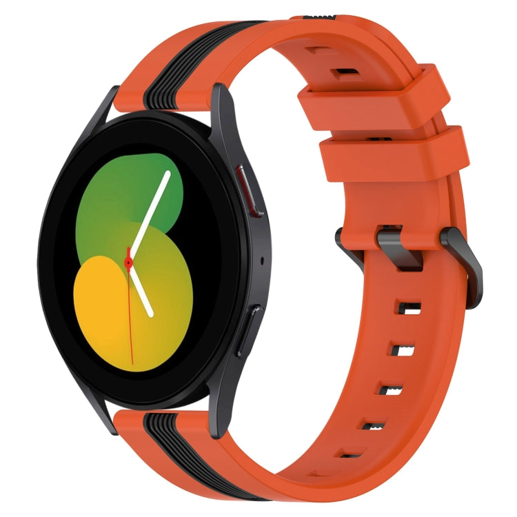 20mm Vertical Two-Color Silicone Watch Band, For Samsung Galaxy Watch5 44mm, For Samsung Galaxy Watch 6 Classic 47mm, For Samsung Galaxy Watch5 40mm, For Samsung Galaxy Watch5 Pro 45mm