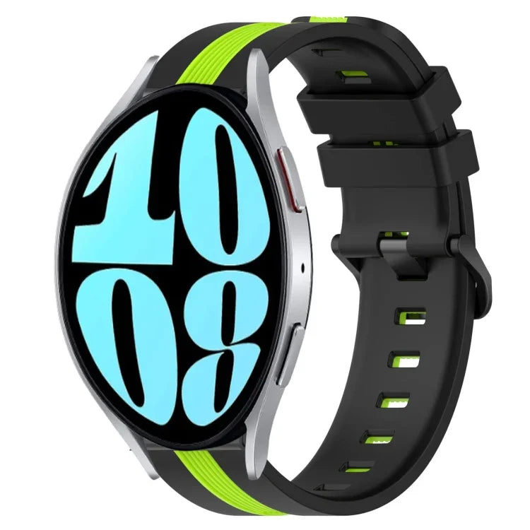 20mm Vertical Two-Color Silicone Watch Band, For Samsung Galaxy Watch 6 40mm, For Samsung Galaxy Watch 6 Classic 43mm