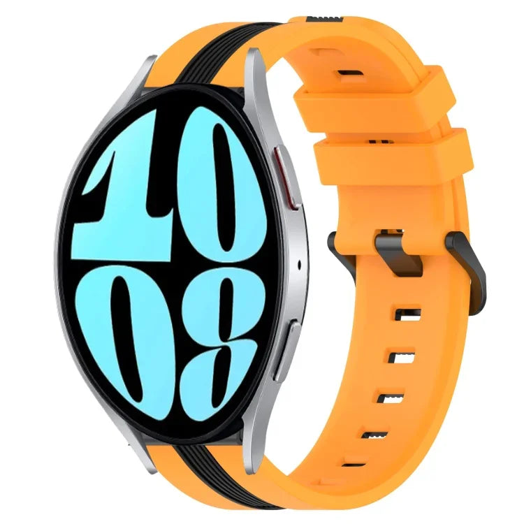 20mm Vertical Two-Color Silicone Watch Band, For Samsung Galaxy Watch 6 40mm, For Samsung Galaxy Watch 6 Classic 43mm