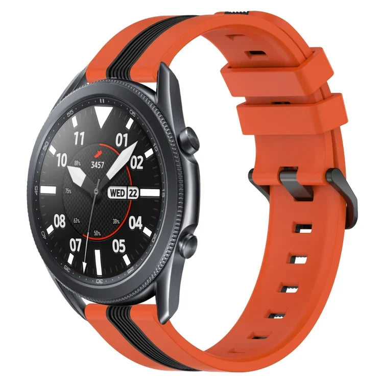 22mm Vertical Two-Color Silicone Watch Band, For Samsung Galaxy Watch3 45mm, For Samsung Galaxy Watch 46mm, For Samsung Gear S3 Classic, For Samsung Gear S3 Frontier