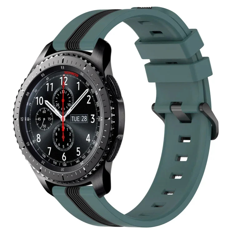 22mm Vertical Two-Color Silicone Watch Band, For Samsung Galaxy Watch3 45mm, For Samsung Galaxy Watch 46mm, For Samsung Gear S3 Classic, For Samsung Gear S3 Frontier