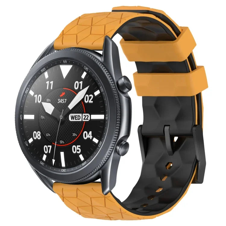 22mm Football Pattern Two-Color Silicone Watch Band, For Samsung Galaxy Watch3 45mm, For Samsung Galaxy Watch 46mm, For Samsung Gear S3 Classic, For Samsung Gear S3 Frontier