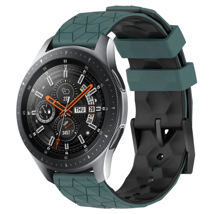 22mm Football Pattern Two-Color Silicone Watch Band, For Samsung Galaxy Watch3 45mm, For Samsung Galaxy Watch 46mm, For Samsung Gear S3 Classic, For Samsung Gear S3 Frontier