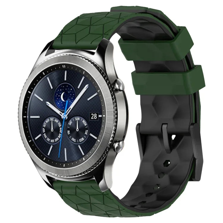22mm Football Pattern Two-Color Silicone Watch Band, For Samsung Galaxy Watch3 45mm, For Samsung Galaxy Watch 46mm, For Samsung Gear S3 Classic, For Samsung Gear S3 Frontier