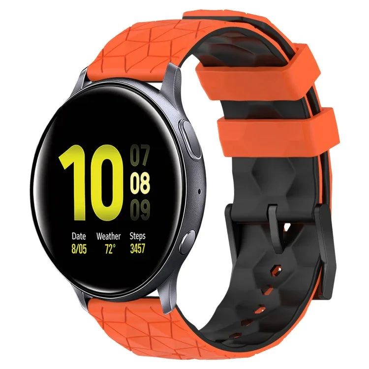20mm Football Pattern Two-Color Silicone Watch Band, For Samsung Galaxy Watch Active 2 44mm, For Samsung Galaxy Watch 42mm