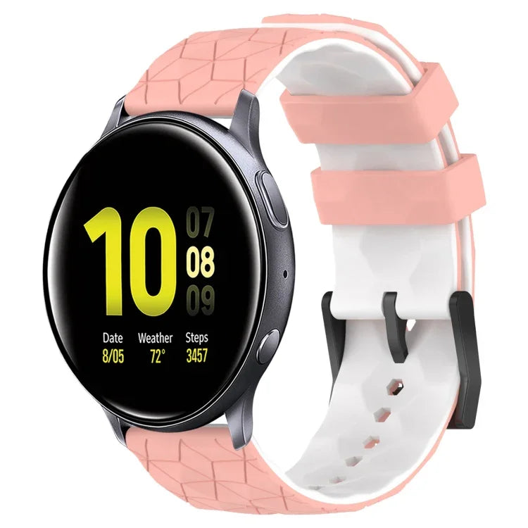 20mm Football Pattern Two-Color Silicone Watch Band, For Samsung Galaxy Watch Active 2 44mm, For Samsung Galaxy Watch 42mm