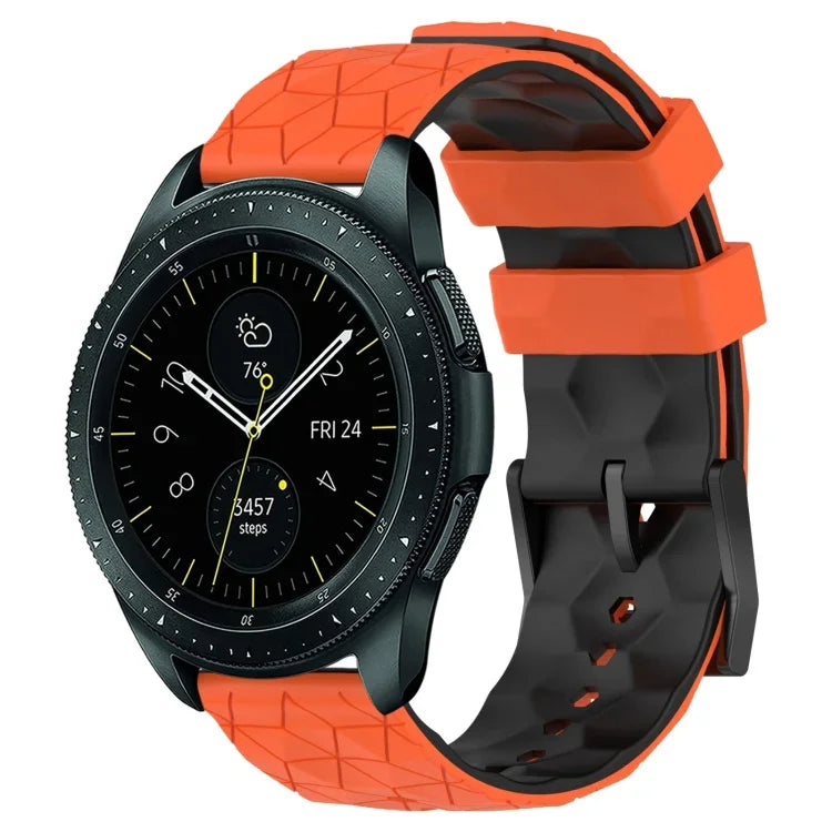 20mm Football Pattern Two-Color Silicone Watch Band, For Samsung Galaxy Watch Active 2 44mm, For Samsung Galaxy Watch 42mm