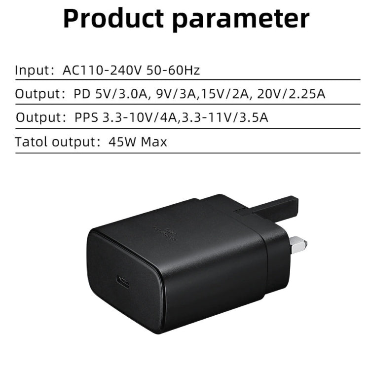 M135 45W USB-C / Type-C Port Fast Charger with 5A Type-C to Type-C Cable, UK Plug, UK Plug + Type-C Cable