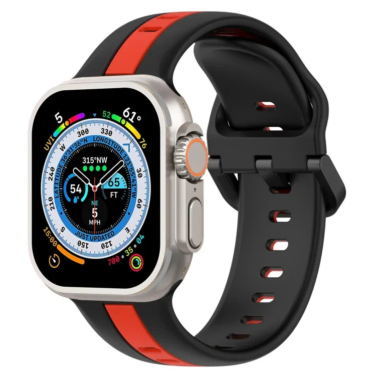 Two-Color Loop Buckle Silicone Watch Band, For Apple Watch Ultra 49mm, For Apple Watch Series 8&7 45mm, For Apple Watch Series 8&7 41mm