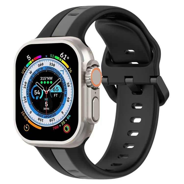 Two-Color Loop Buckle Silicone Watch Band, For Apple Watch Ultra 49mm, For Apple Watch Series 8&7 45mm, For Apple Watch Series 8&7 41mm