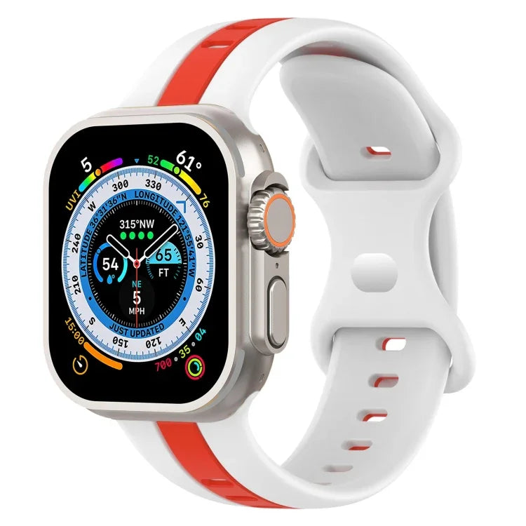 Butterfly Buckle Two-Color Silicone Watch Band, For Apple Watch Ultra 49mm, For Apple Watch Series 8&7 45mm, For Apple Watch Series 8&7 41mm