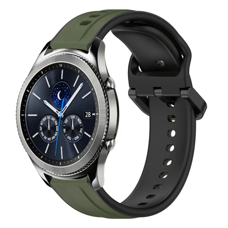 22mm Convex Loop Two-Color Silicone Watch Band, For Samsung Galaxy Watch3 45mm, For Samsung Galaxy Watch 46mm, For Samsung Gear S3 Classic, For Samsung Gear S3 Frontier