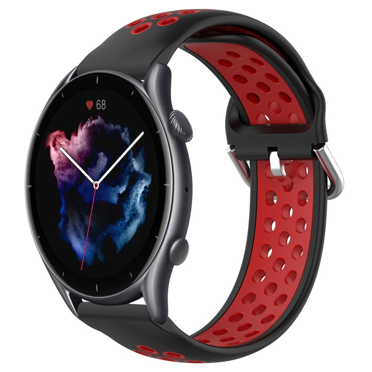 22mm Perforated Breathable Sports Silicone Watch Band, For Amazfit GTR 4, For Amazfit GTR 4 Pro, For Amazfit GTR 3