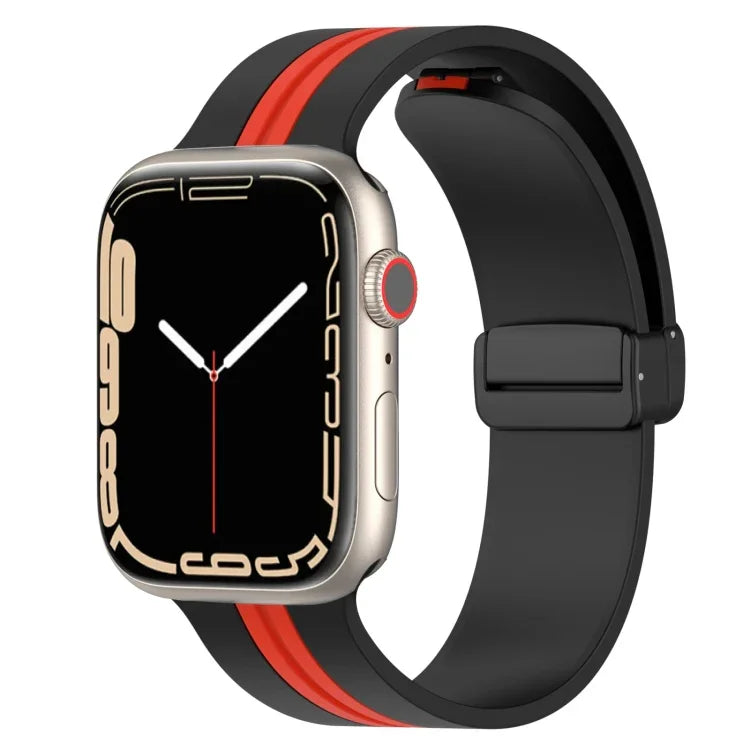 Magnetic Clasp Two-Color Silicone Watch Band, For Apple Watch Ultra 49mm, For Apple Watch Series 8&7 45mm, For Apple Watch Series 8&7 41mm