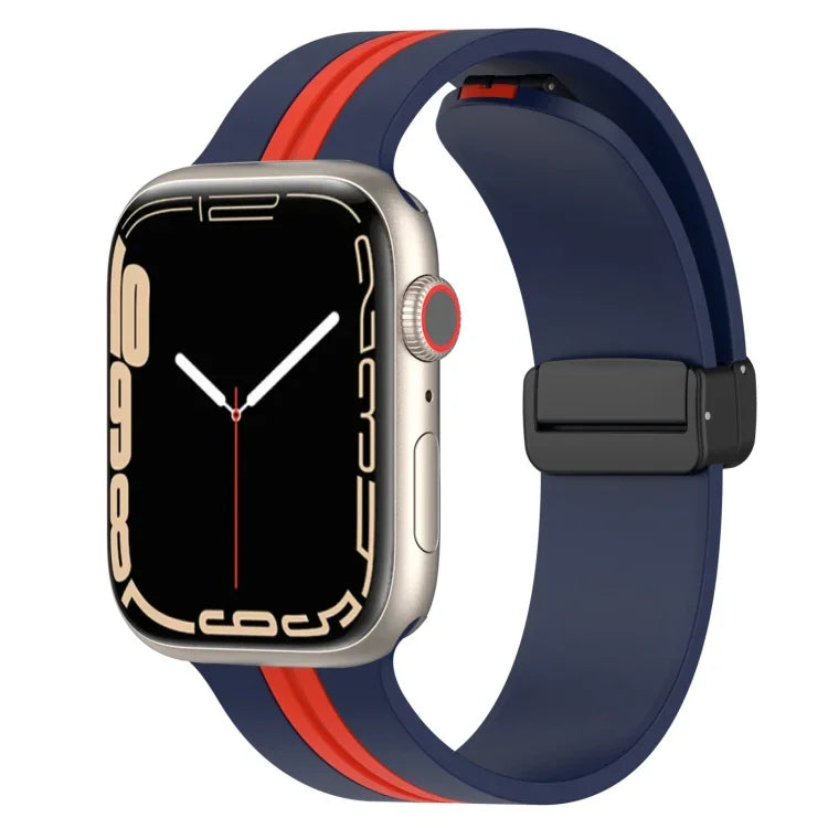 Magnetic Clasp Two-Color Silicone Watch Band, For Apple Watch Ultra 49mm, For Apple Watch Series 8&7 45mm, For Apple Watch Series 8&7 41mm