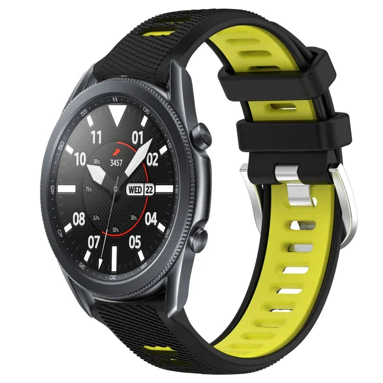 22mm Sports Two-Color Steel Buckle Silicone Watch Band, For Samsung Galaxy Watch3 45mm, For Samsung Galaxy Watch 46mm, For Samsung Gear S3 Classic, For Samsung Gear S3 Frontier