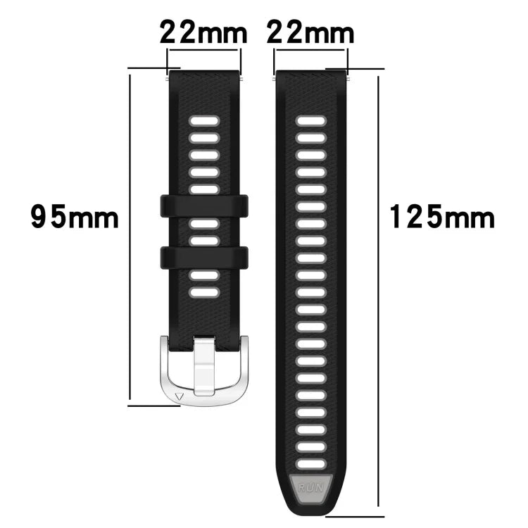 22mm Sports Two-Color Steel Buckle Silicone Watch Band, For Samsung Galaxy Watch3 45mm, For Samsung Galaxy Watch 46mm, For Samsung Gear S3 Classic, For Samsung Gear S3 Frontier