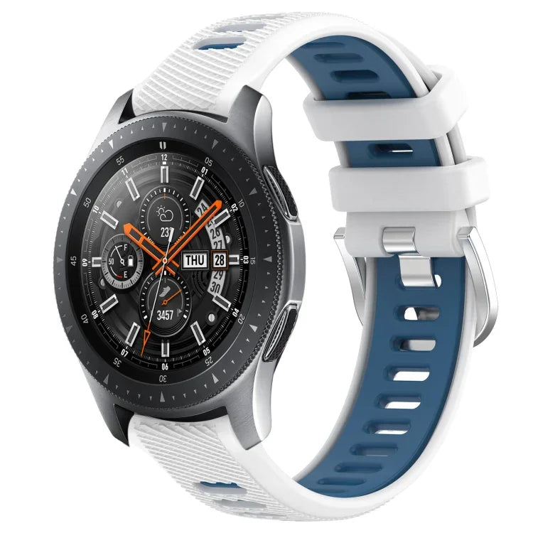 22mm Sports Two-Color Steel Buckle Silicone Watch Band, For Samsung Galaxy Watch3 45mm, For Samsung Galaxy Watch 46mm, For Samsung Gear S3 Classic, For Samsung Gear S3 Frontier
