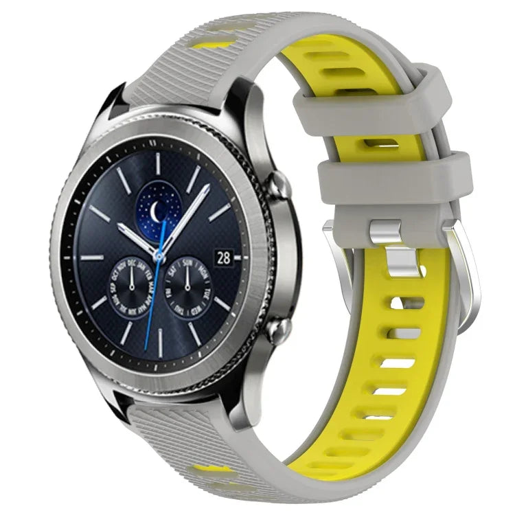 22mm Sports Two-Color Steel Buckle Silicone Watch Band, For Samsung Galaxy Watch3 45mm, For Samsung Galaxy Watch 46mm, For Samsung Gear S3 Classic, For Samsung Gear S3 Frontier