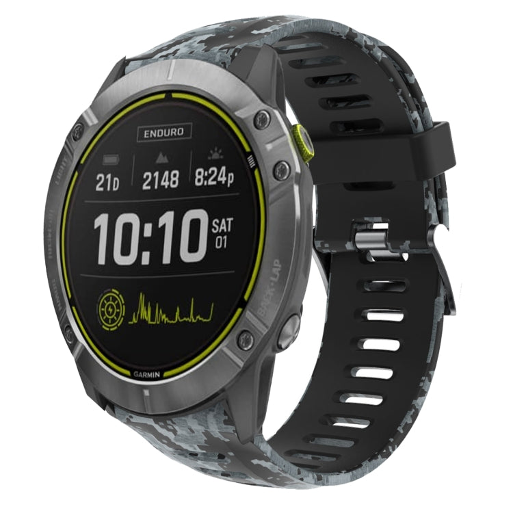 26mm Camouflage Printed Silicone Watch Band, For Garmin Enduro, For Garmin Fenix 6X, For Garmin Fenix 6X Pro, For Garmin Fenix 6X Sapphire, For Garmin Fenix 5X Sapphire, For Garmin Fenix 5X Plus, For Garmin Fenix 3, For Garmin Fenix 3 HR