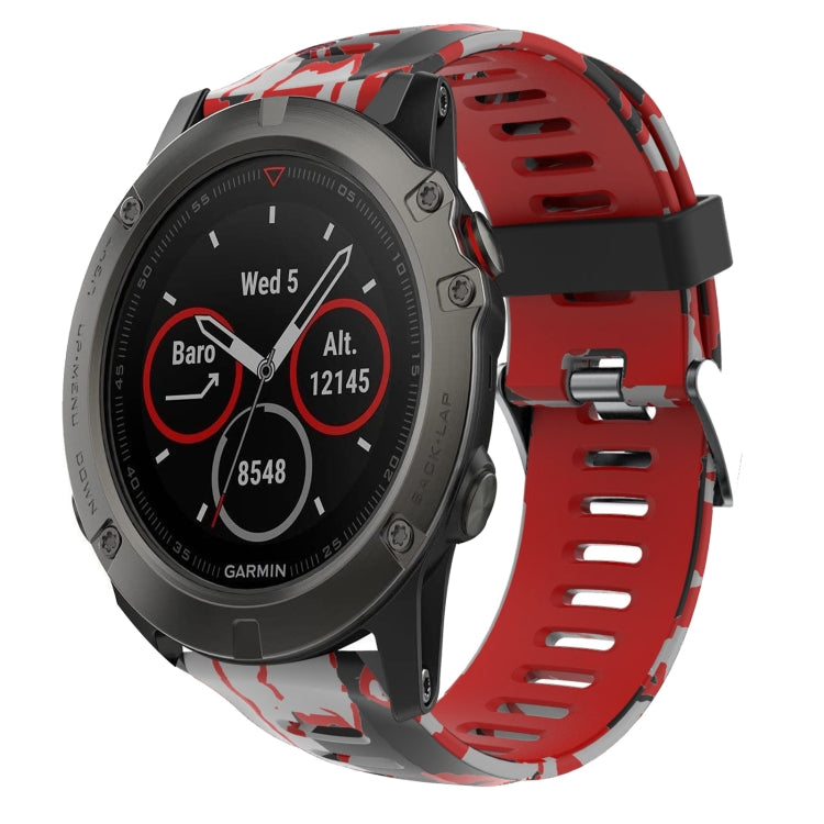 26mm Camouflage Printed Silicone Watch Band, For Garmin Enduro, For Garmin Fenix 6X, For Garmin Fenix 6X Pro, For Garmin Fenix 6X Sapphire, For Garmin Fenix 5X Sapphire, For Garmin Fenix 5X Plus, For Garmin Fenix 3, For Garmin Fenix 3 HR
