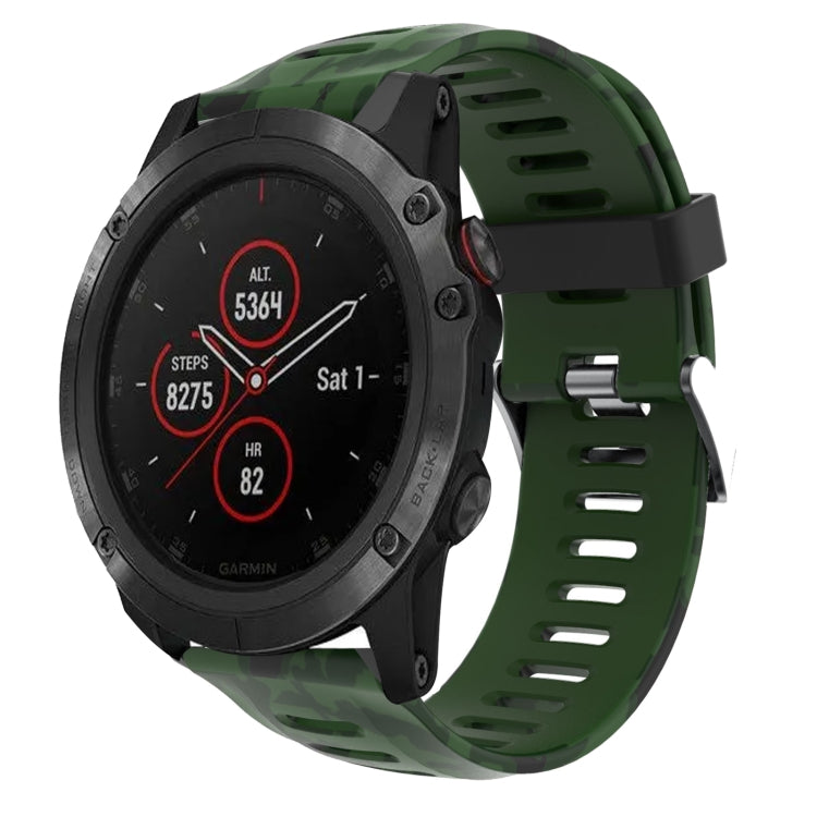 26mm Camouflage Printed Silicone Watch Band, For Garmin Enduro, For Garmin Fenix 6X, For Garmin Fenix 6X Pro, For Garmin Fenix 6X Sapphire, For Garmin Fenix 5X Sapphire, For Garmin Fenix 5X Plus, For Garmin Fenix 3, For Garmin Fenix 3 HR