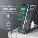B20 18W 3 in 1 Wireless Charger Stand Charger Dock for iPhone Apple Watch Series, B20 for Apple