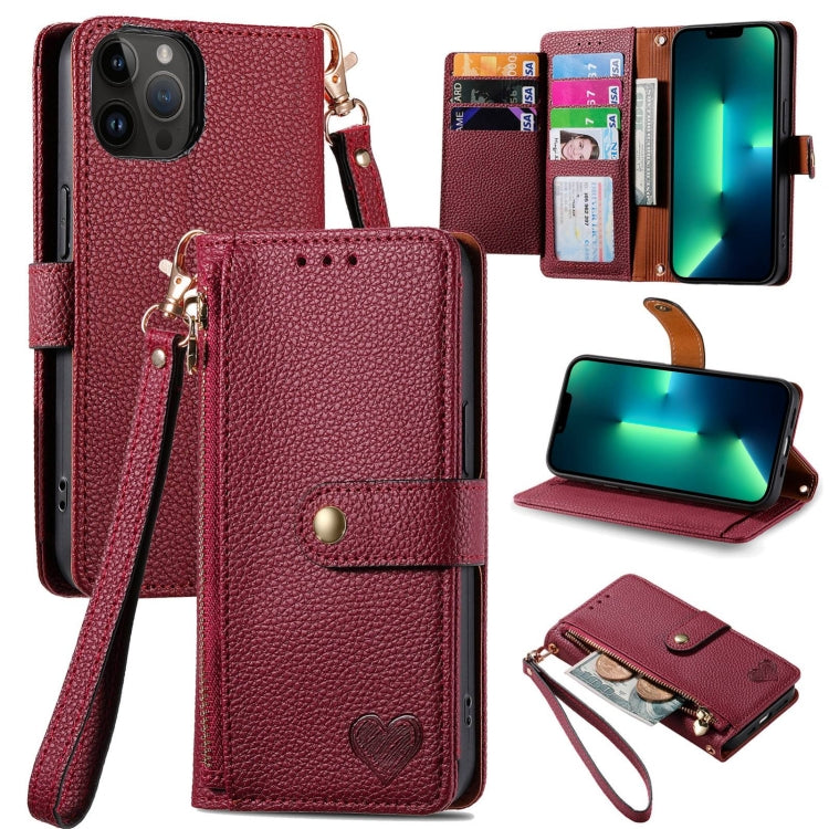 Love Zipper Lanyard Leather Phone Case, For iPhone 14 Pro Max, For iPhone 7 / 8 / SE 2022, For iPhone 13 Pro Max, For iPhone 13 Pro, For iPhone 13, For iPhone 12 / 12 Pro, For iPhone 12 Pro Max, For iPhone 11 Pro Max