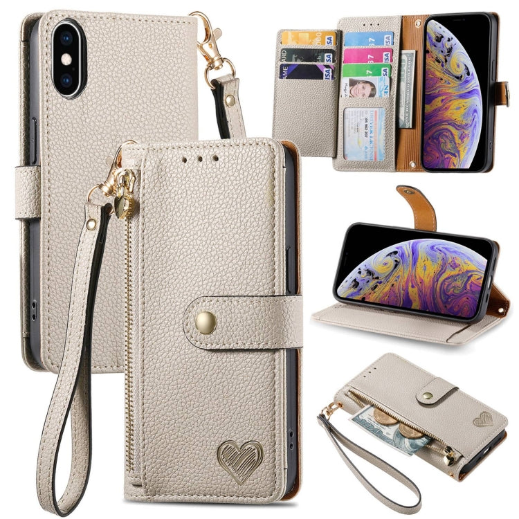 Love Zipper Lanyard Leather Phone Case, For iPhone 11, For iPhone 11 Pro, For iPhone XR, For iPhone XS Max, For iPhone 7 Plus / 8 Plus, For iPhone 6 Plus / 6s Plus, For iPhone 6 / 6s