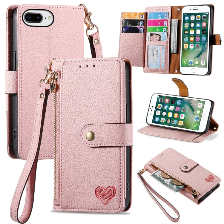 Love Zipper Lanyard Leather Phone Case, For iPhone 11, For iPhone 11 Pro, For iPhone XR, For iPhone XS Max, For iPhone 7 Plus / 8 Plus, For iPhone 6 Plus / 6s Plus, For iPhone 6 / 6s
