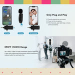 3 in 1 Mini Wireless Lavalier Microphones for iPhone / Android / Camera with Noise Reduction Function, One by Two