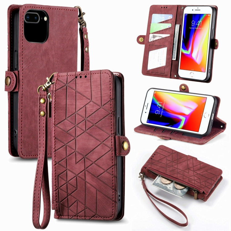 Geometric Zipper Wallet Side Buckle Leather Phone Case, For iPhone 11, For iPhone 11 Pro, For iPhone XR, For iPhone XS Max, For iPhone 7 Plus / 8 Plus, For iPhone 6 Plus / 6s Plus, For iPhone 6 / 6s